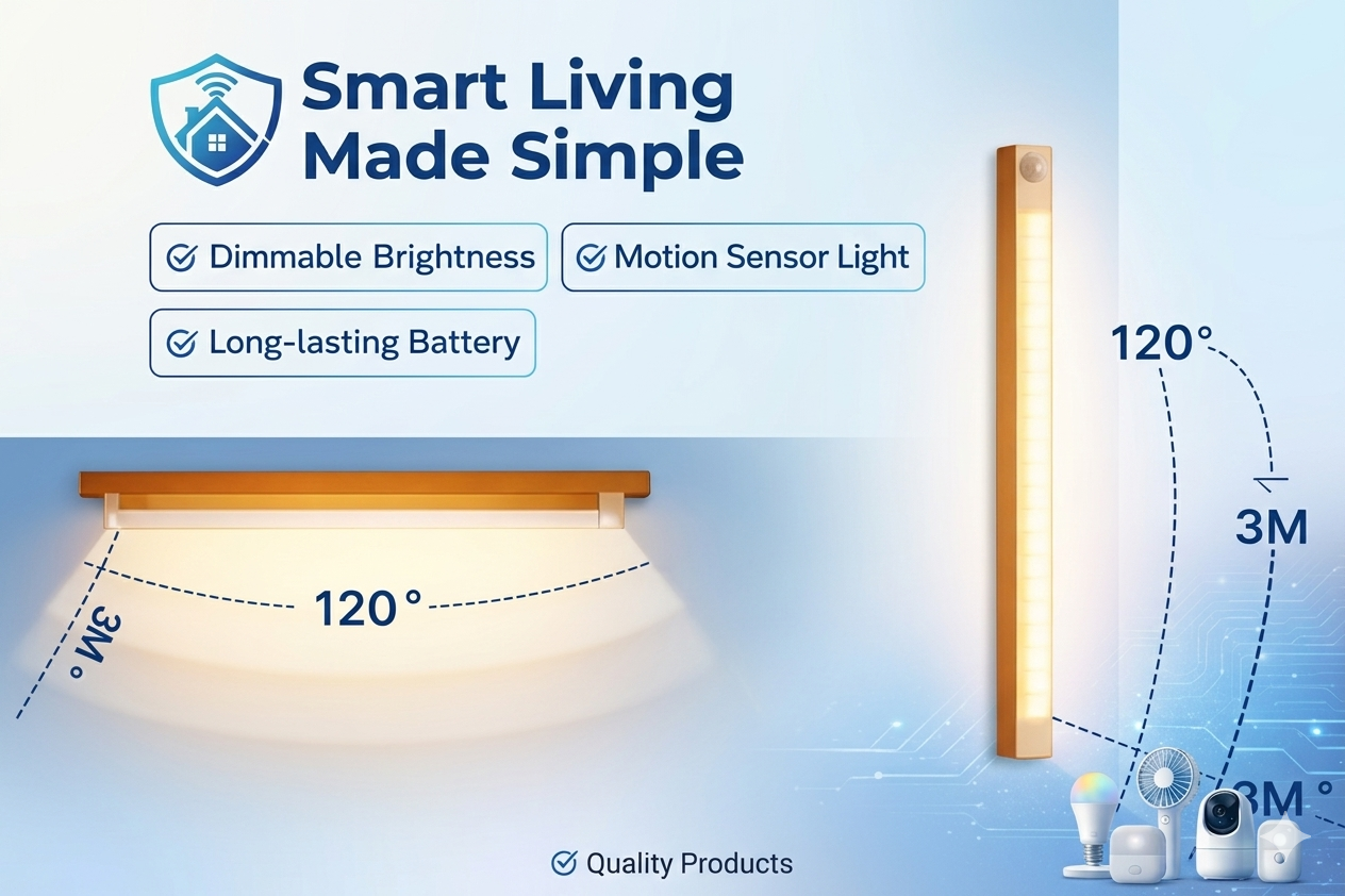 NEQVIX motion sensor LED light bar for wardrobe, kitchen and stairs lighting