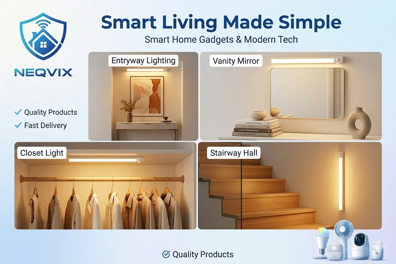 NEQVIX motion sensor LED light bar for wardrobe, kitchen and stairs lighting