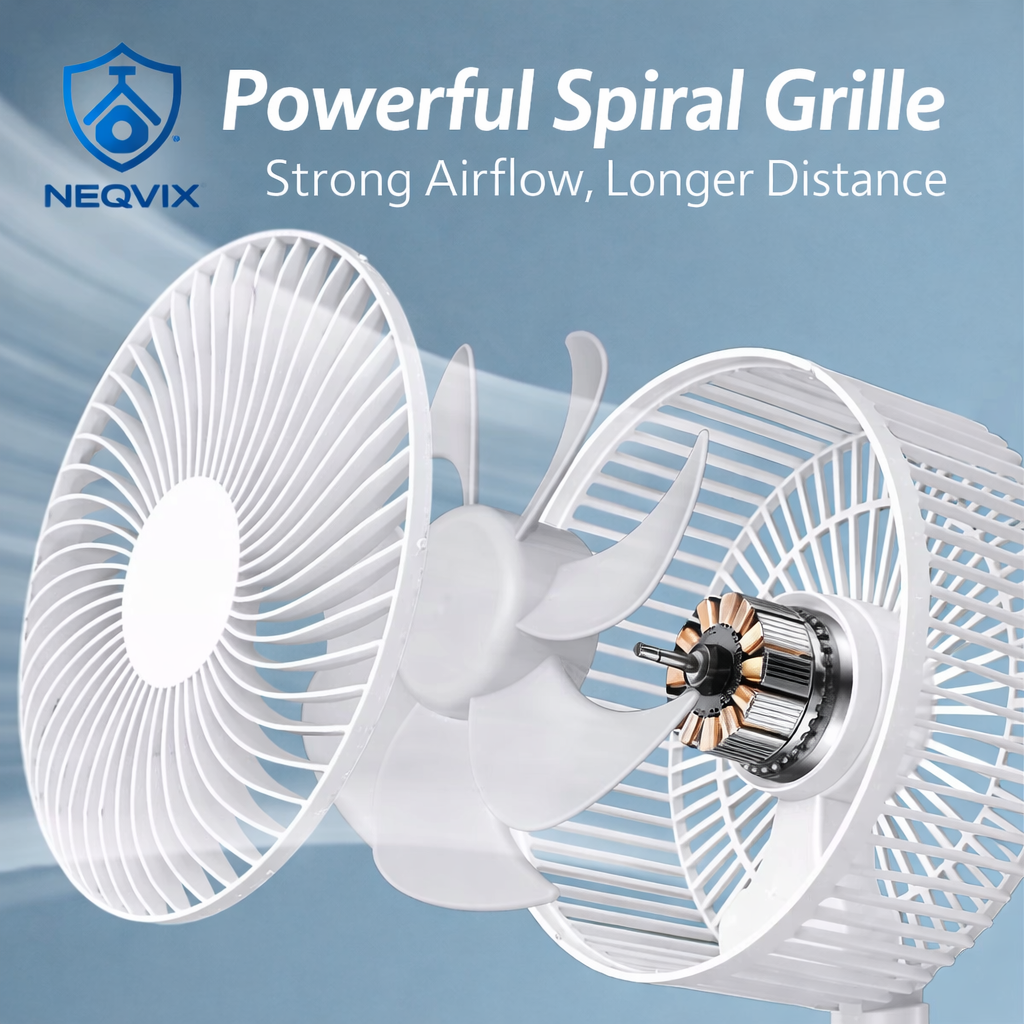 NEQVIX 6 inch portable rechargeable USB folding desk fan with 3600mAh battery and oscillating shaking head