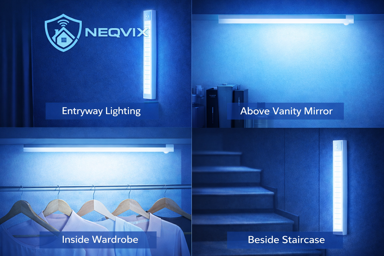NEQVIX motion sensor LED light bar for wardrobe, kitchen and stairs lighting