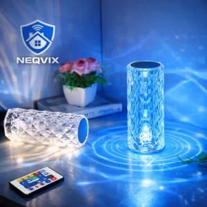 NEQVIX RGB rose crystal lamp decorative bedroom table light luxury crystal rose table lamp with RGB lighting NEQVIX crystal decorative table lamp for bedroom romantic RGB crystal lamp for home decoration NEQVIX bedside crystal night lamp